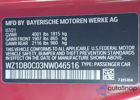 2022 Toyota Gr Supra 3.0 Premium z USA, uszkodzony, nr VIN WZ1DB0C03NW046516